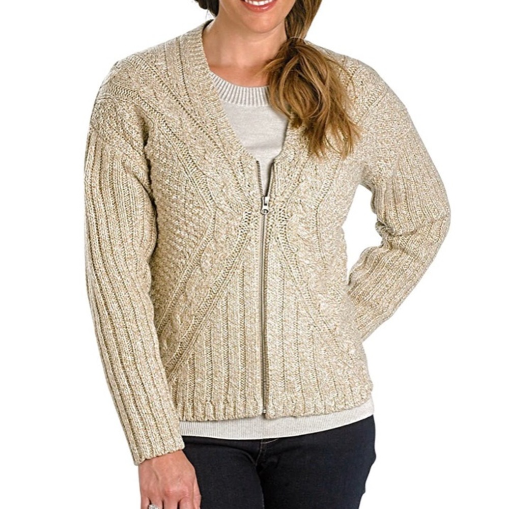 Woolrich Interlaken Zip Up Cardigan Tan Medium